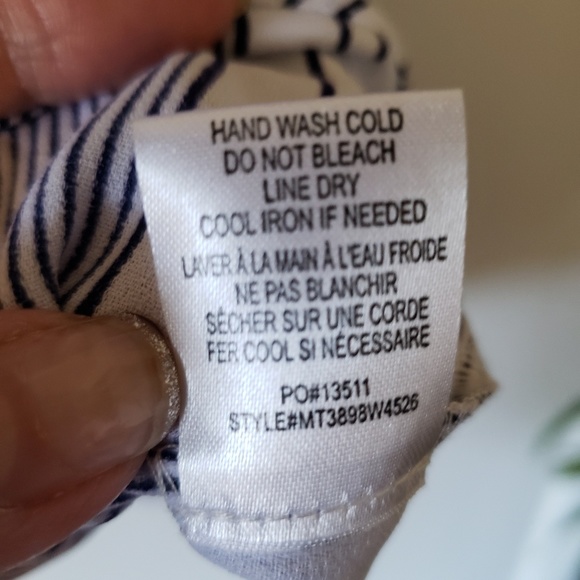 Bobeau  navy and white vertical stripe top. - Picture 6 of 6